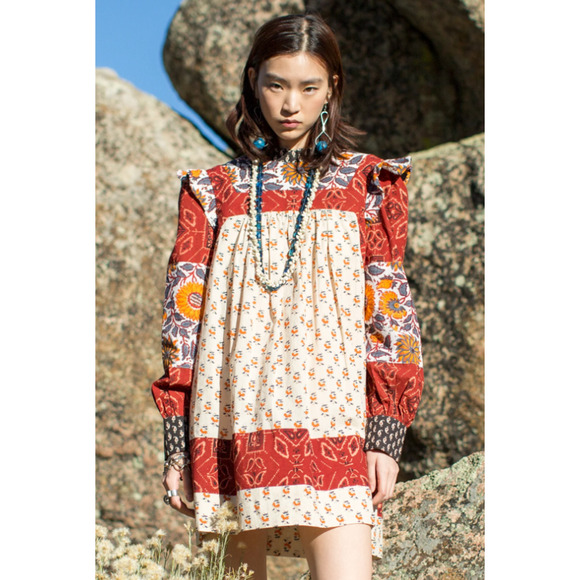 Alix Of Bohemia Sophia Boho Patchwork 70's Hippie Mini Dress Size Small - Picture 3 of 13